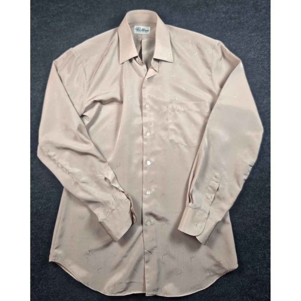 Bettina Womens Beige Dress Shirt Long Sleeve Button Up Classic Fit AOP